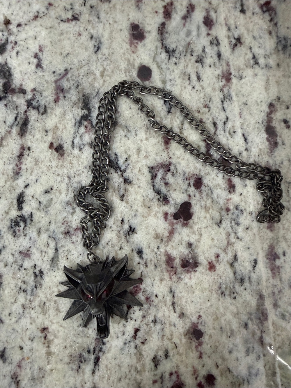 The Witcher Wolf Medallion Necklace Red Eyes Metal Pendant Gaming